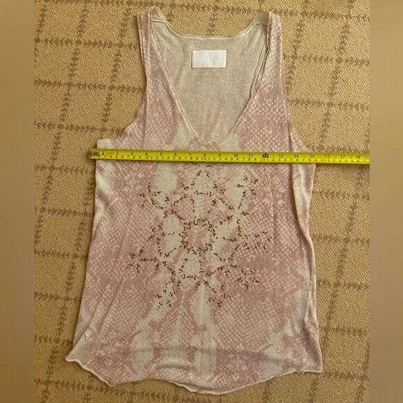 Zadig & Voltaire cream w pale pink snakeskin pattern cardigan / tank set S NWOT - Picture 5 of 16